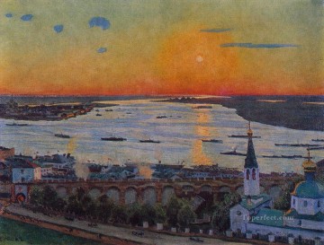 La puesta de sol en Volga Nizhny Novgorod 1911 Konstantin Yuon paisaje del río Pinturas al óleo